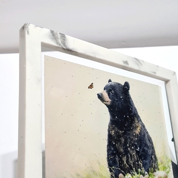 BLACK Bear with Butterfly Watercolor Oil Painting Framed Art Print‎ - Picture 6 of 9